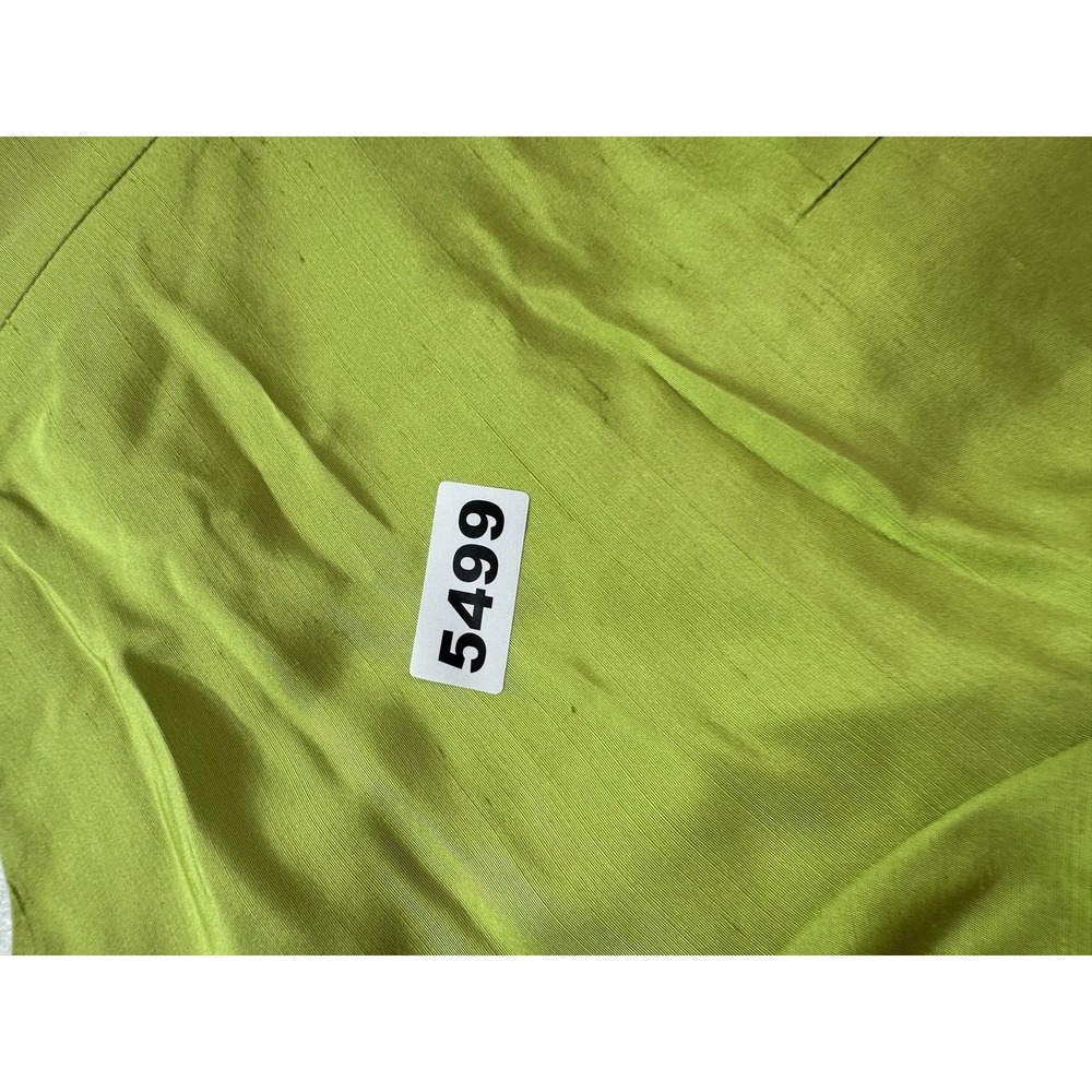 Talbots Dress Womens Petite 12 Green Silk Shantung A Line Bow Knee Length - Picture 10 of 10